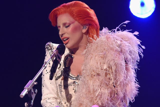 Lady Gaga performs her David Bowie tribute at the Grammys