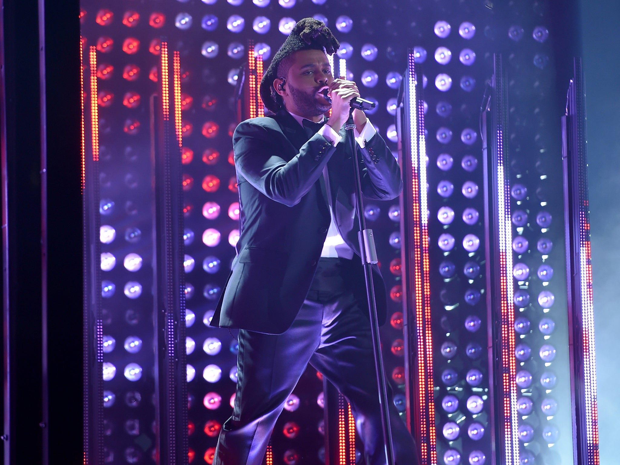 Musician The Weeknd performs at the Grammys