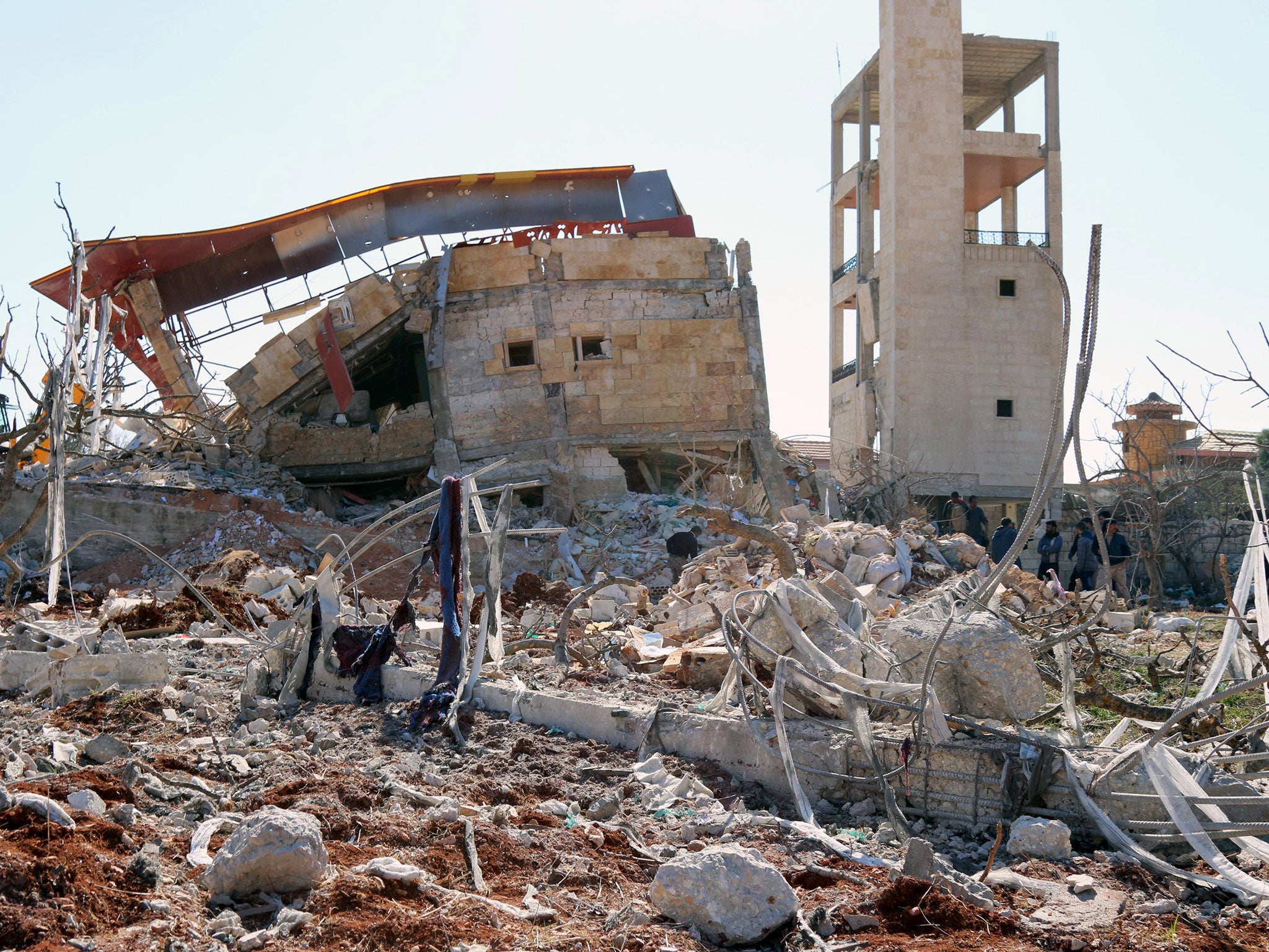 A picture shows the rubble of a hospital supported by Doctors Without Borders (MSF) near Maaret al-Numan, in Syria's northern province of Idlib