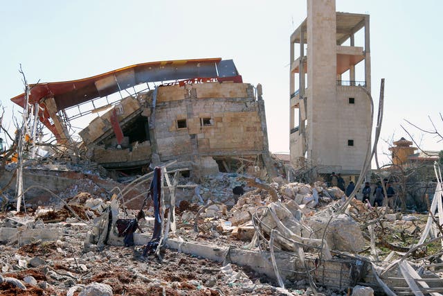 A picture shows the rubble of a hospital supported by Doctors Without Borders (MSF) near Maaret al-Numan, in Syria's northern province of Idlib