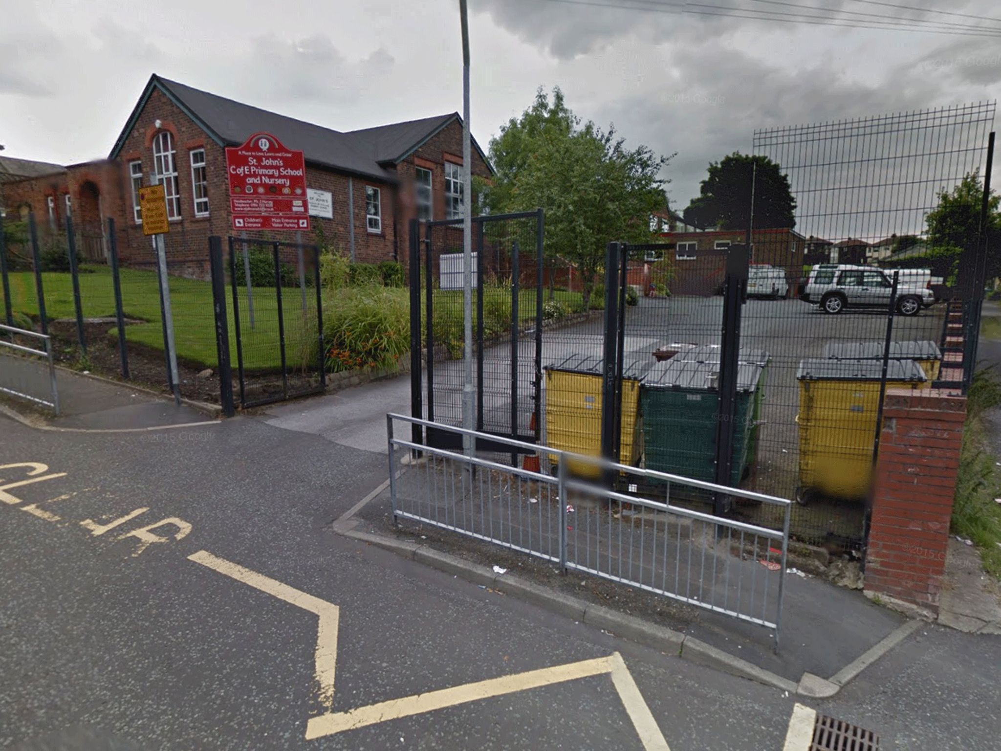The gates to St John's C of E Primary School in Johnson Street, where parents are reported to have smoked cannabis