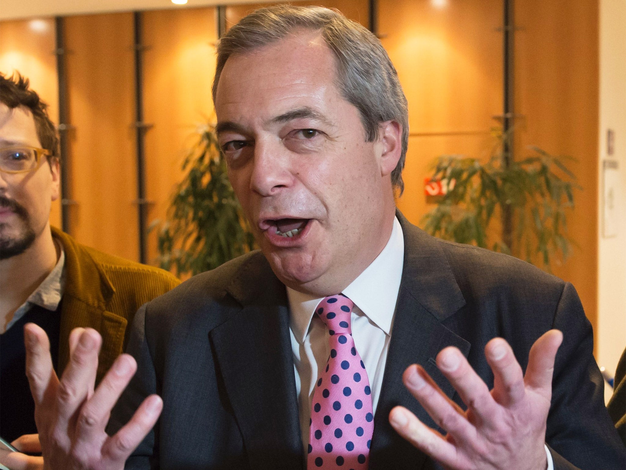 Ukip leader Nigel Farage speaks to the media at the EU headquarters in Brussels on Tuesday