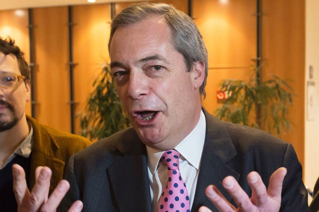 Ukip leader Nigel Farage speaks to the media at the EU headquarters in Brussels on Tuesday