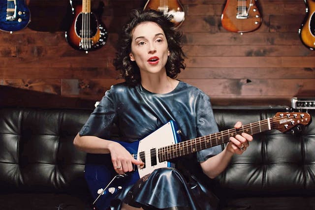 The guitar was crafted to fit St Vincent's form, technique and style