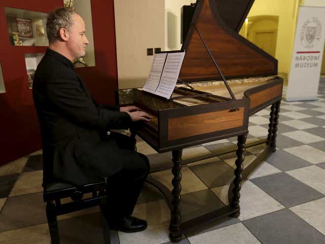 Musician Lukas Vendl plays a recently discovered music manuscript composed by Wolfgang Amadeus Mozart and Antonio Salieri in Prague, Czech Republic, 16 February, 2016
