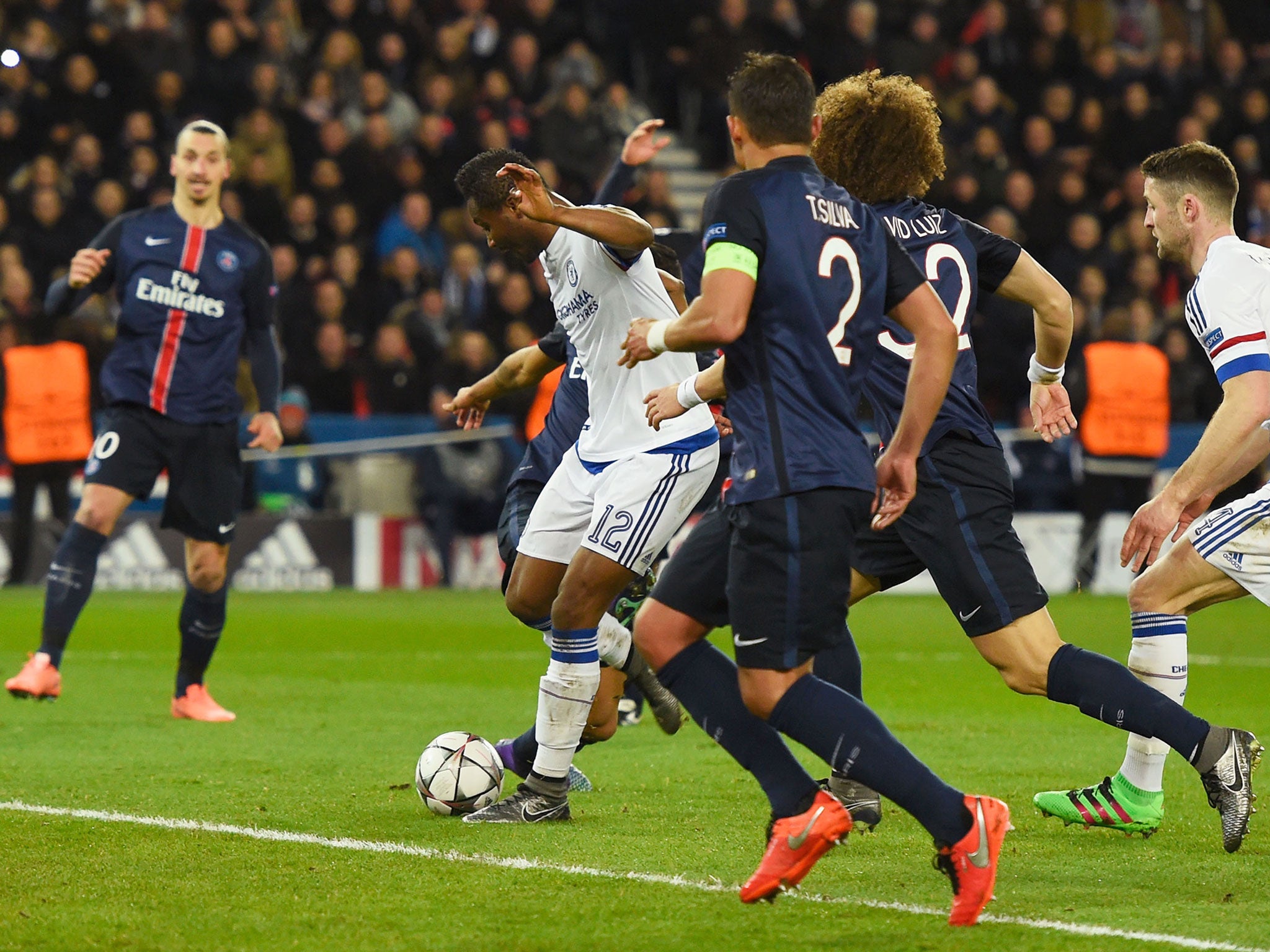 John Obi Mikel scores Chelsea's eqauliser against PSG