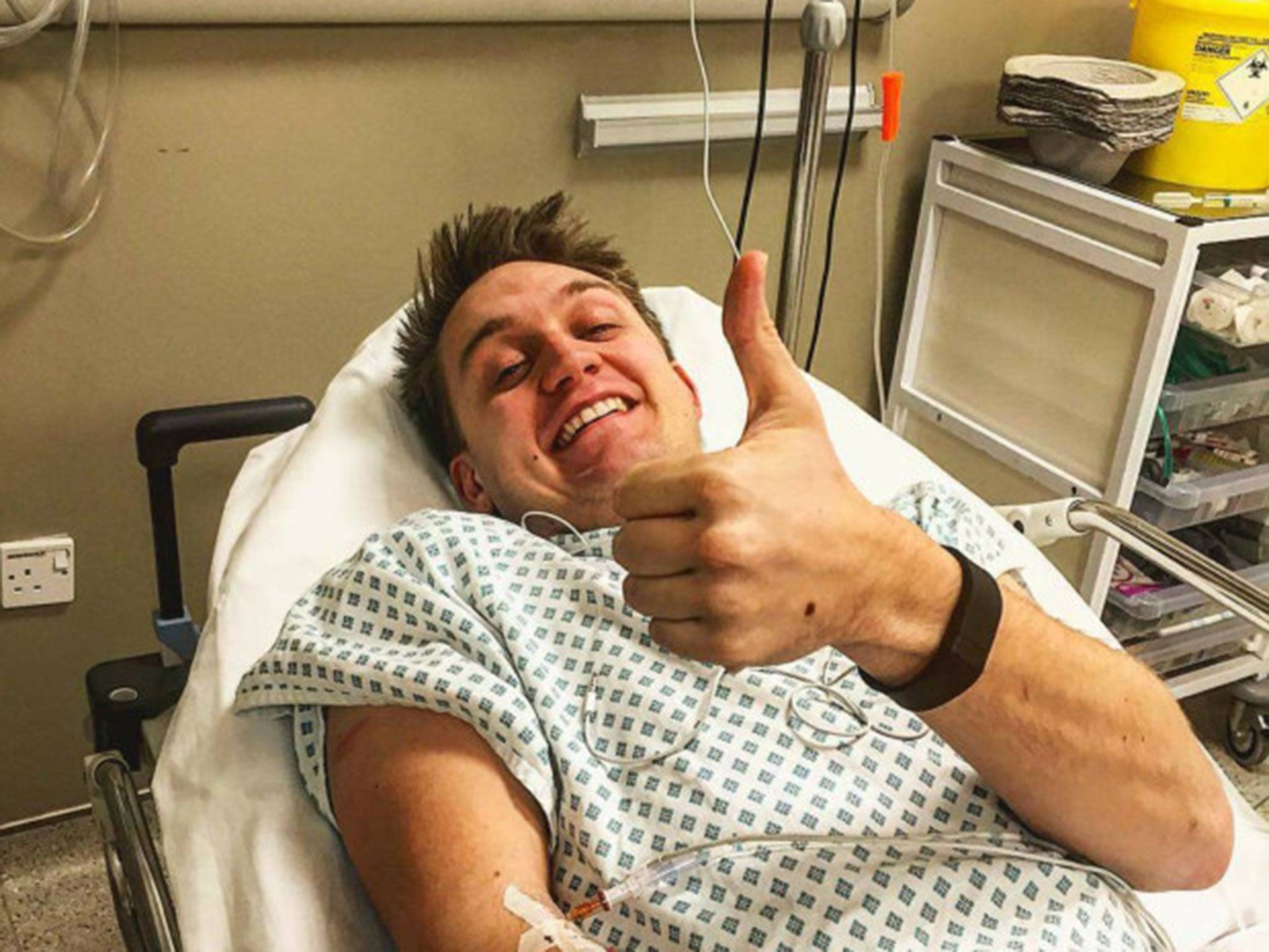 Arsenal fan Scott Woods posted a picture from his hospital bed