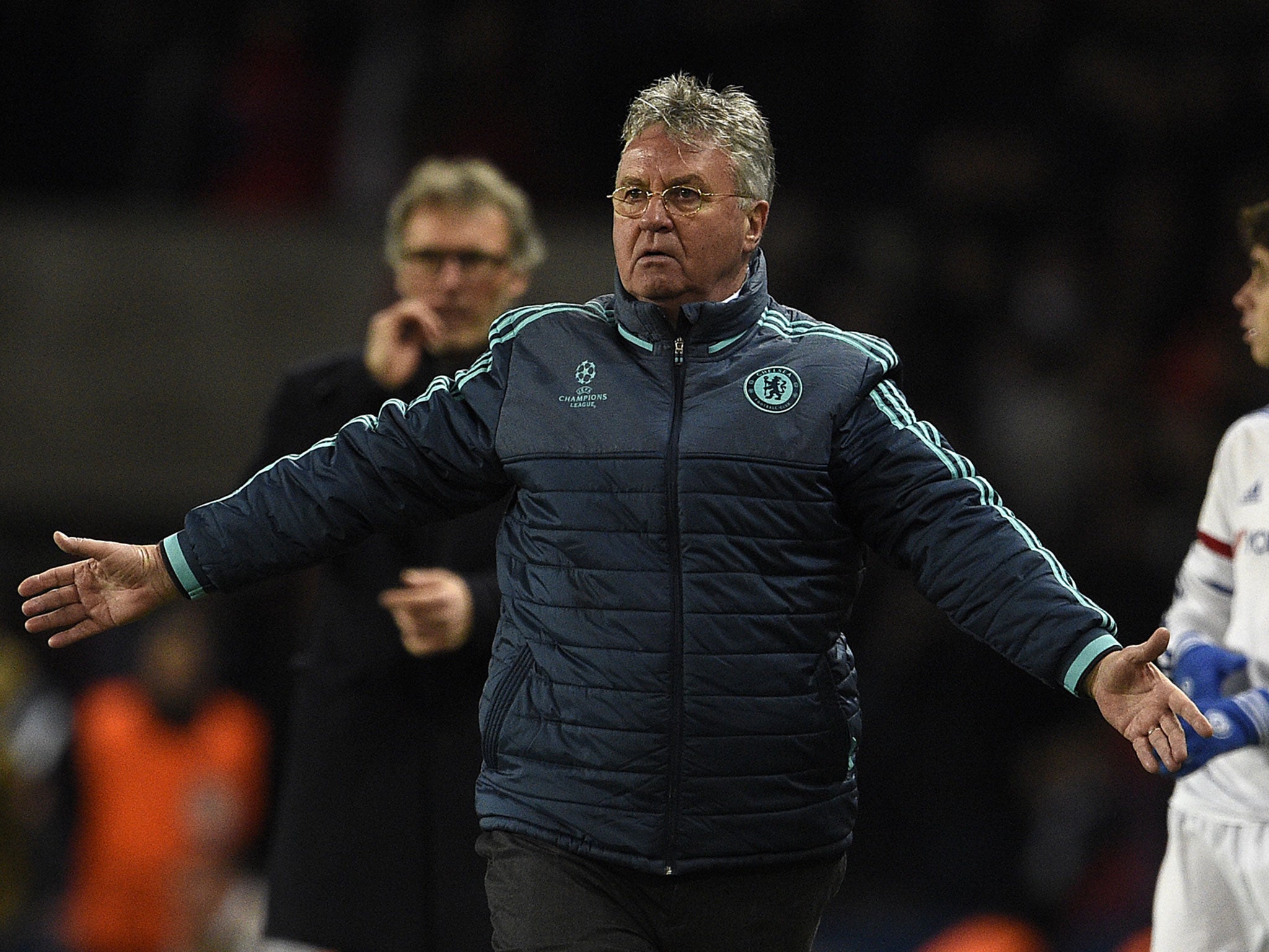 Guus Hiddink remonstrates on the sidelines during Chelsea's 2-1 loss to PSG
