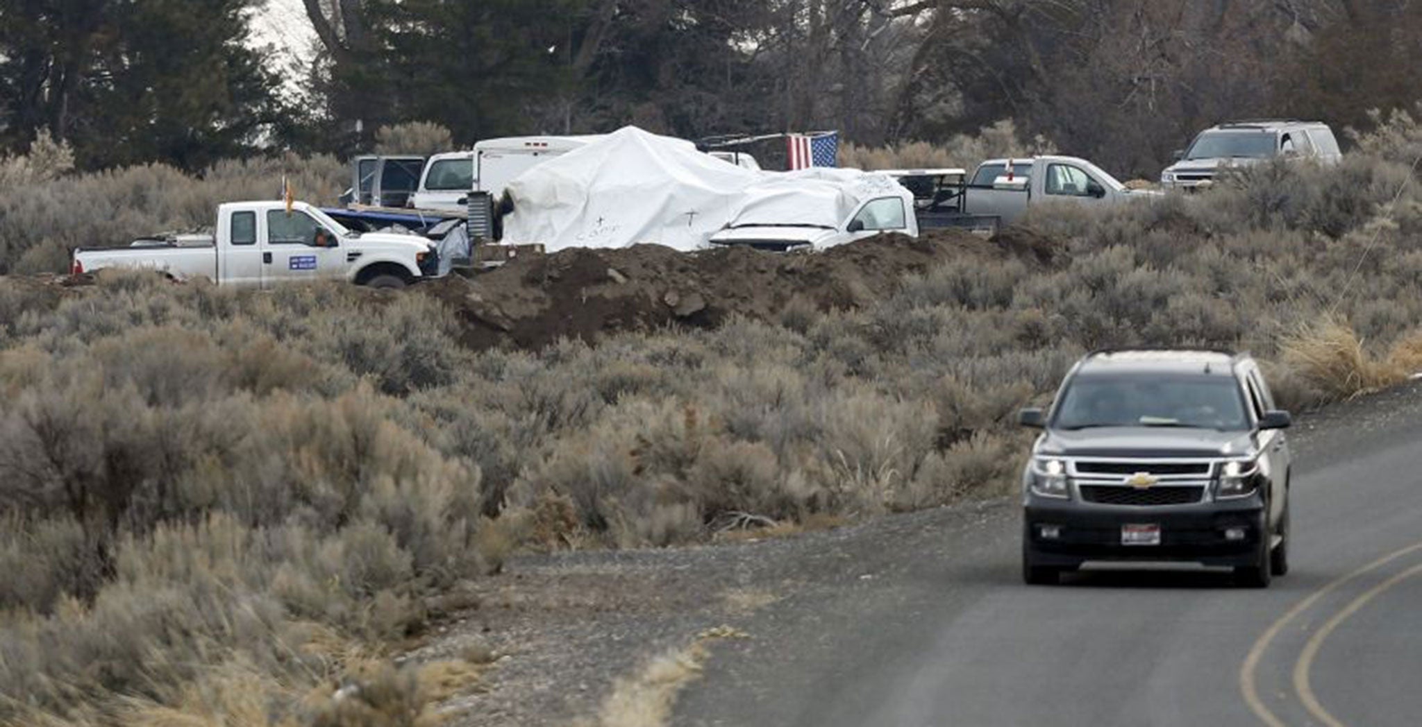 A view of the former occupiers campsite at the headquarters to the Malheur National Wildlife Refuge outside Burns, Oregon