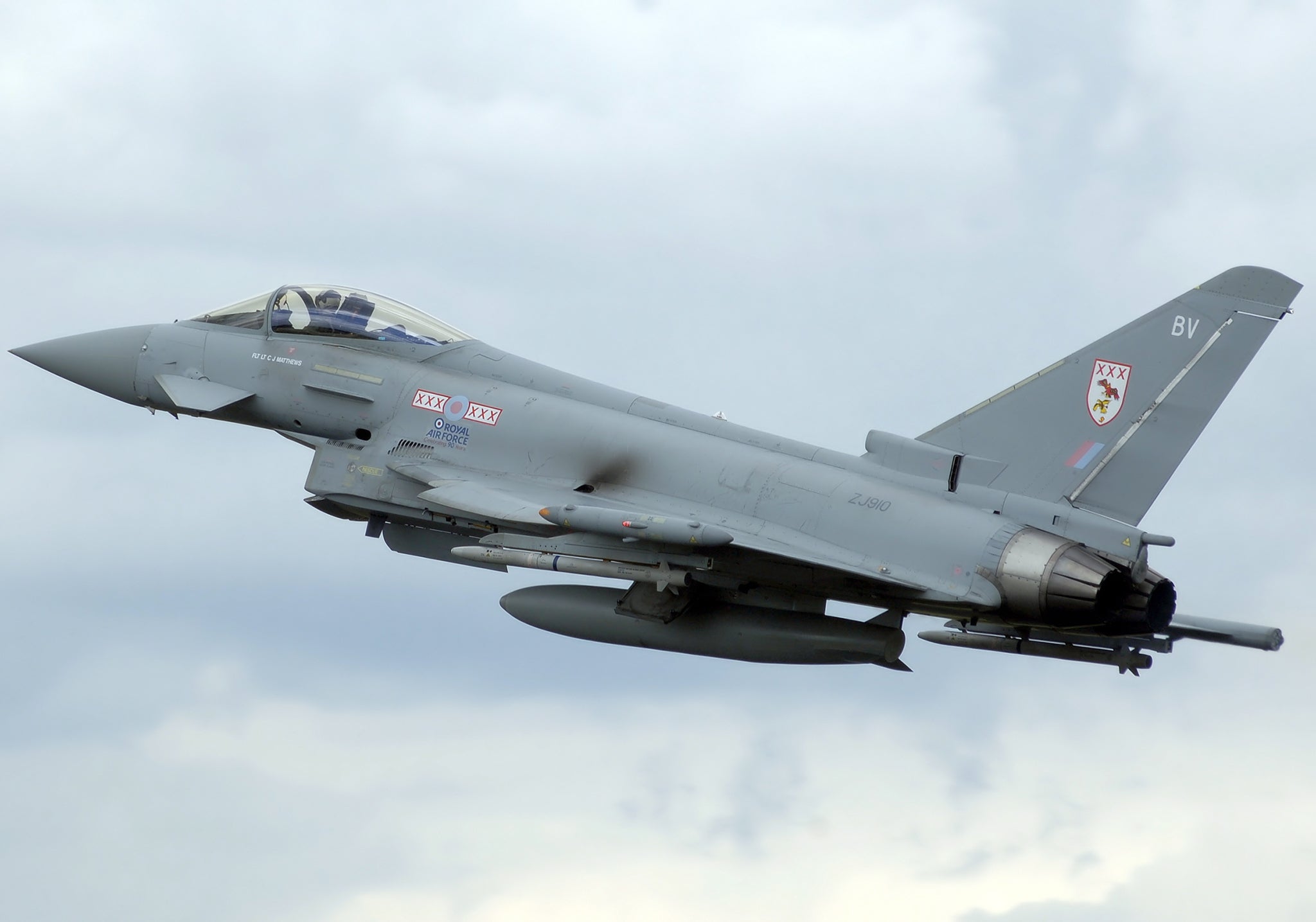 British Typhoon jets were sent to escort the Russian planes out of the area