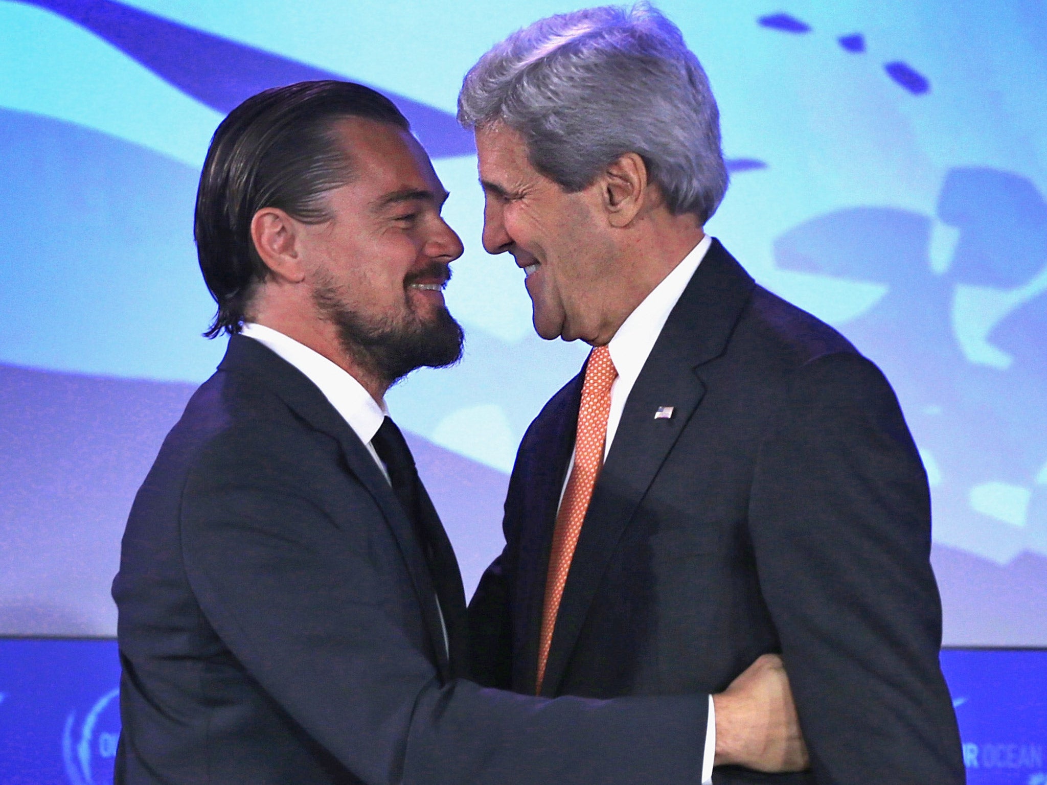 US Secretary of State John Kerry, right, with Hollywood A-lister Leonardo DiCaprio in 2014