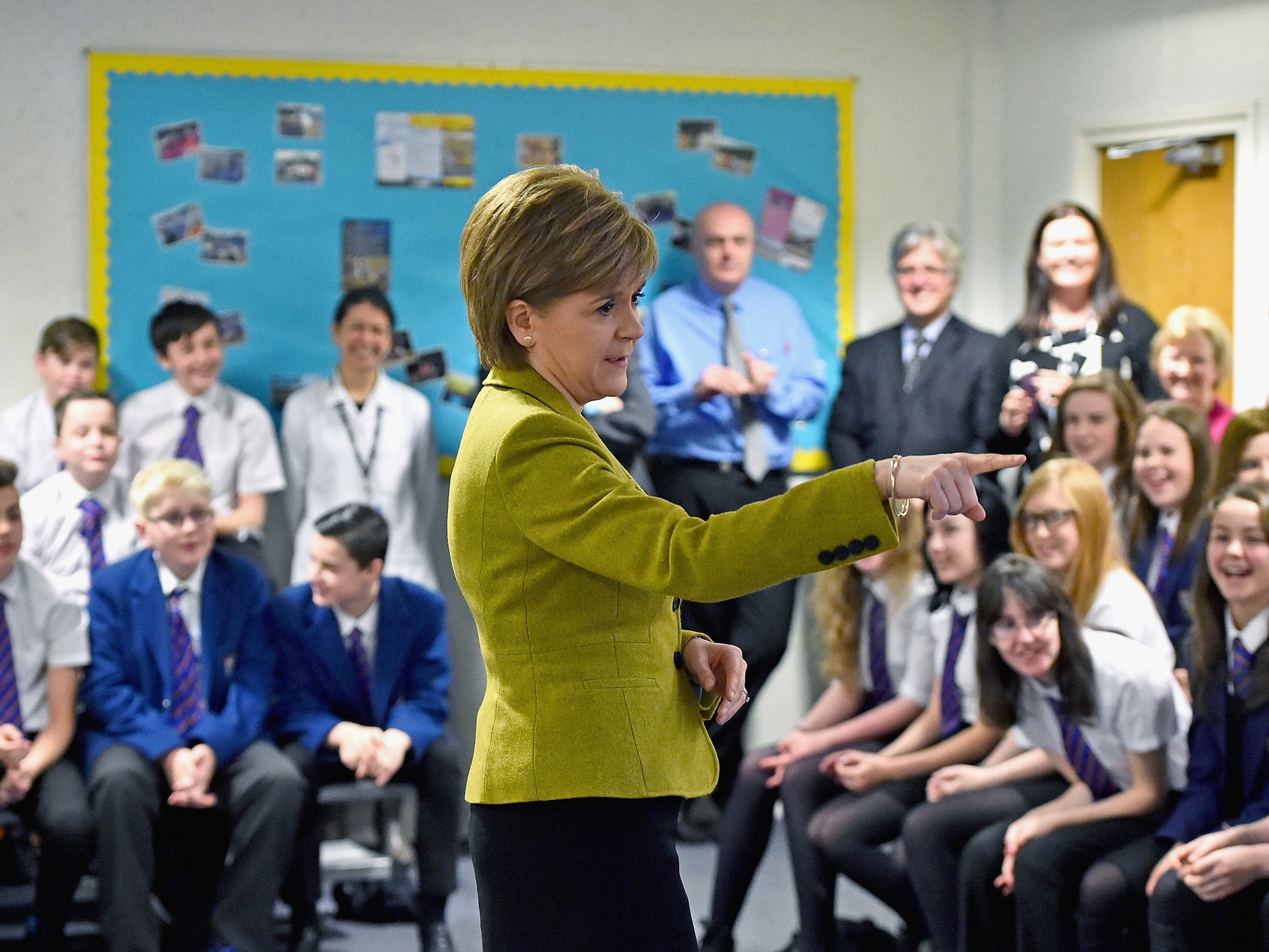 First Minister Nicola Sturgeon visiting Queen Margaret Academy in Ayr, Scotland, last month
