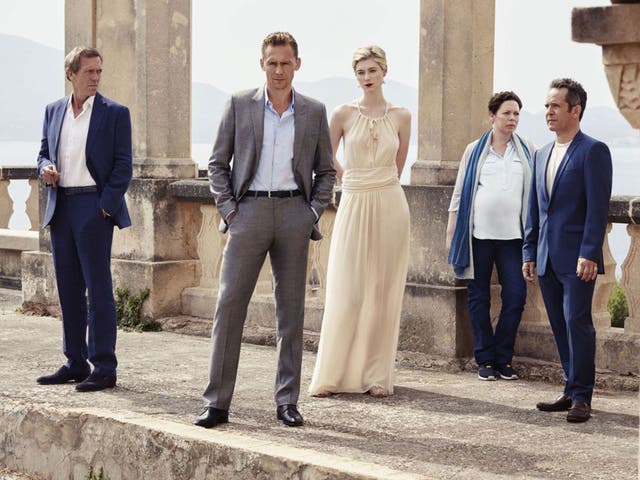 From left: Hugh Laurie, Tom Hiddleston, Elizabeth Debicki, Olivia Colman and Tom Hollander