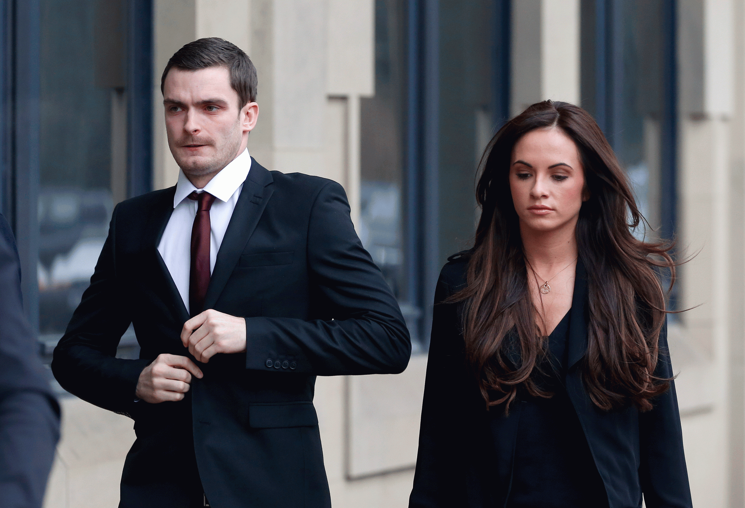 Adam Johnson with his partner, Stacey Flounders