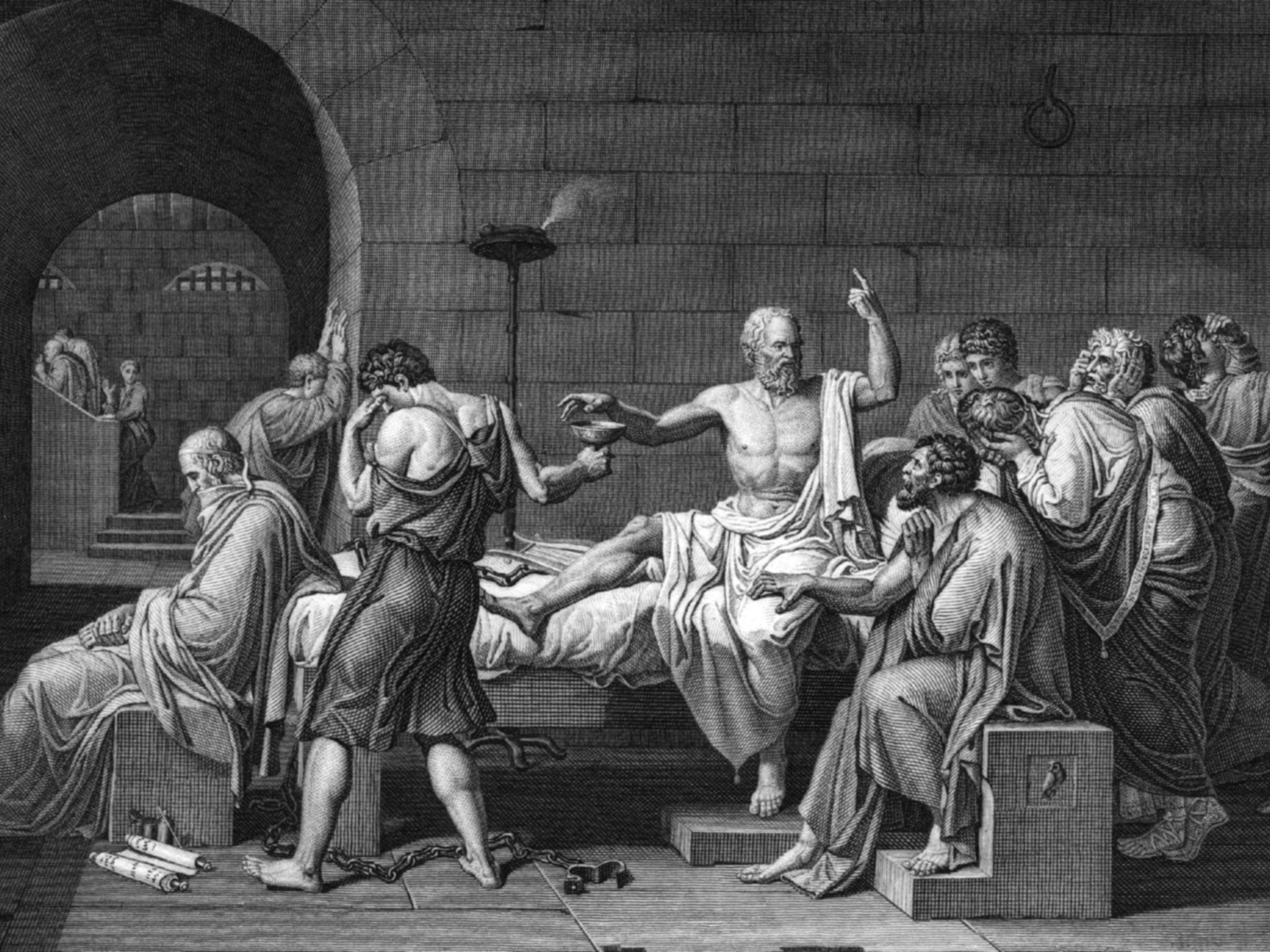 Subversive spirit: Socrates is forced to commit suicide by drinking hemlock
