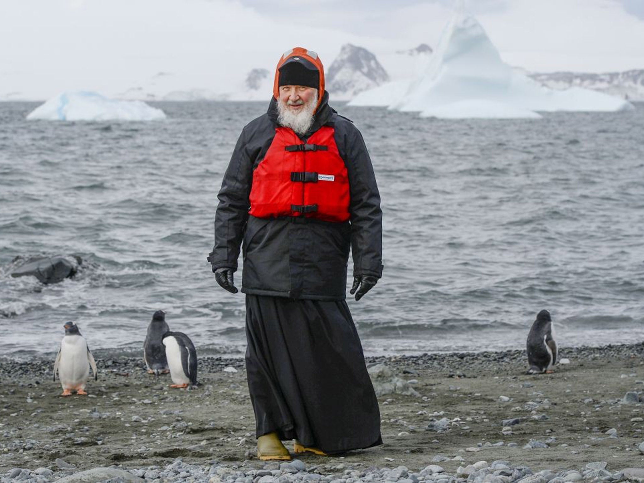 Patriarch Kirill with the penguins