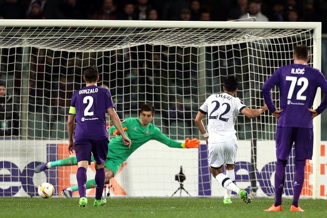 Nacer Chadli opens the scoring against Fiorentina