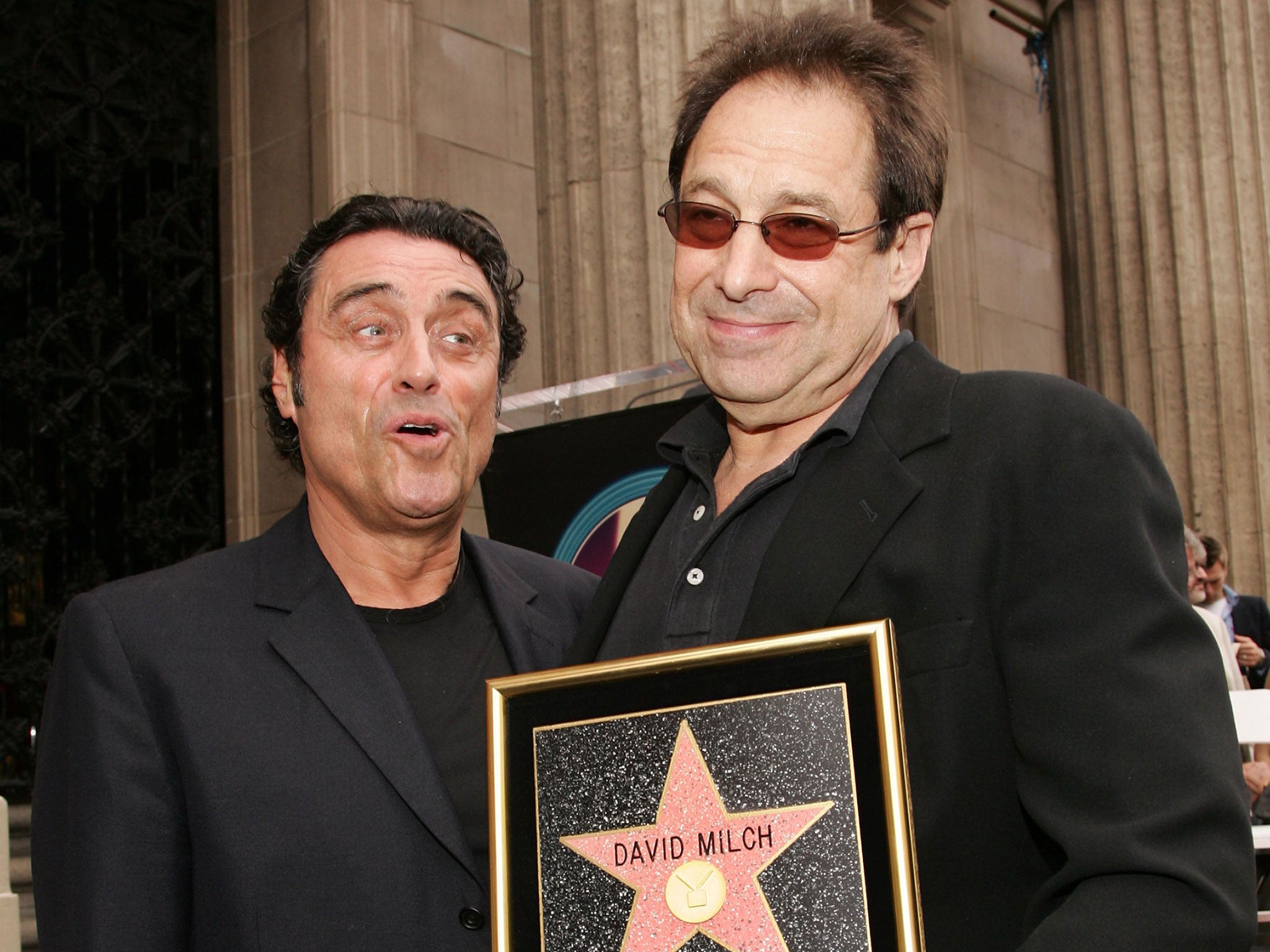 David Milch, right, with actor Ian McShane at a ceremony in 2006 honouring the television producer with a star on the Hollywood Walk of Fame