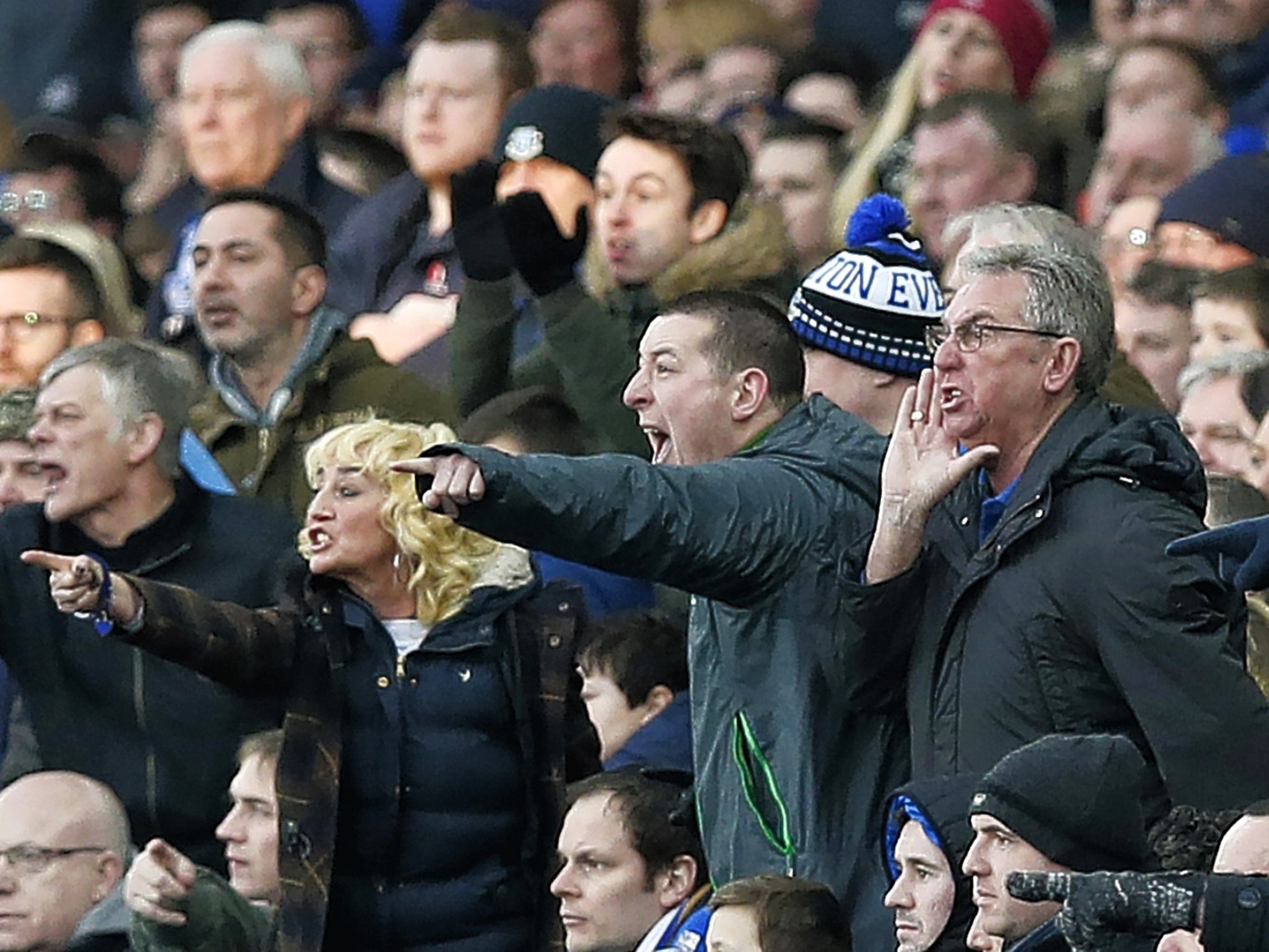 Everton fans rise out of their seats at Goodison Park