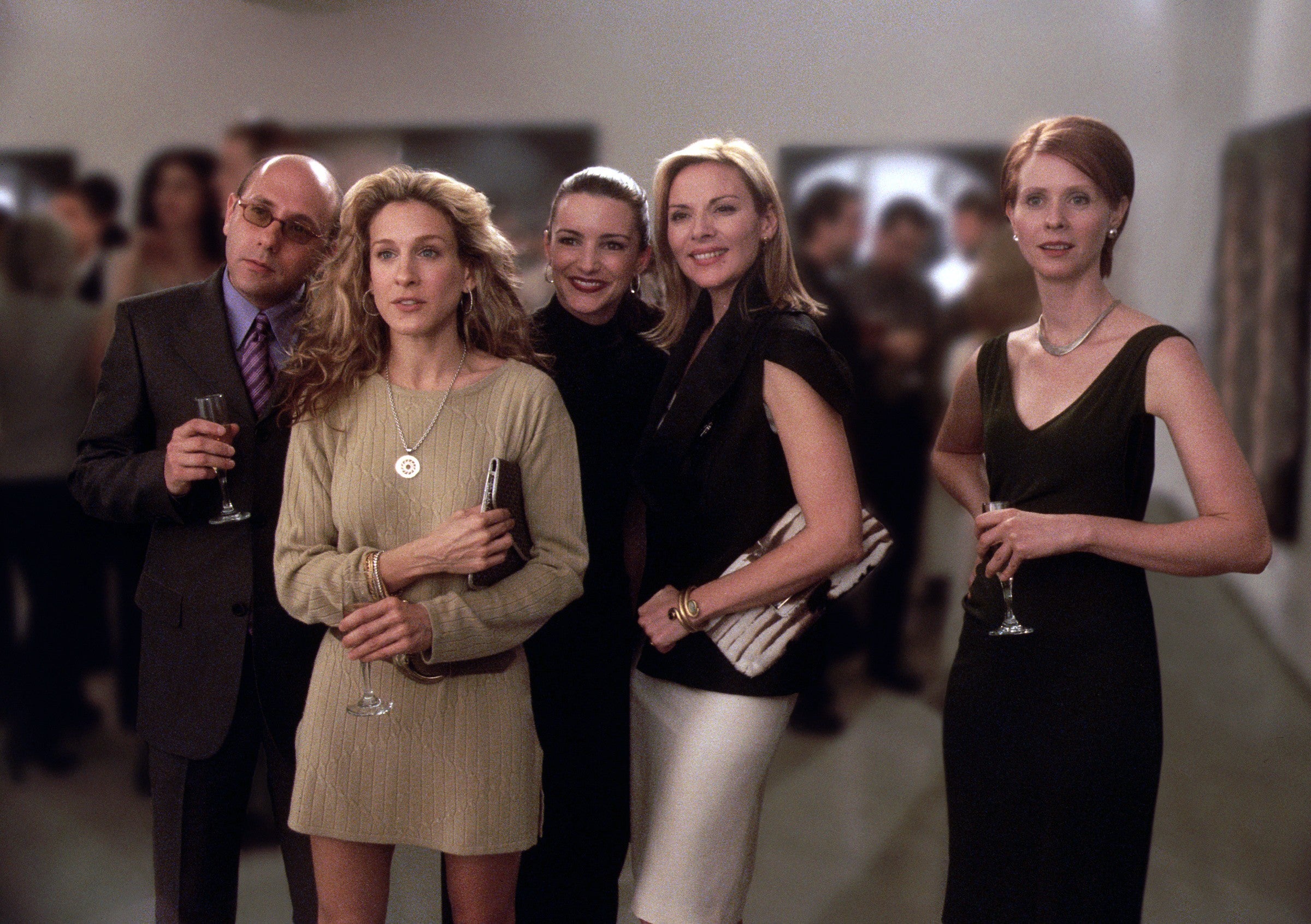 Nixon (right) with (from left) Willie Garson, Sarah Jessica Parker, Kristian Davis and Kim Cattrall in the third season of HBO comedy ‘Sex and the City’