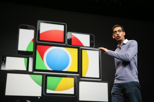 Sundar Pichai, new chief executive of Google, speaks at the company's Google I/O conference in 2012