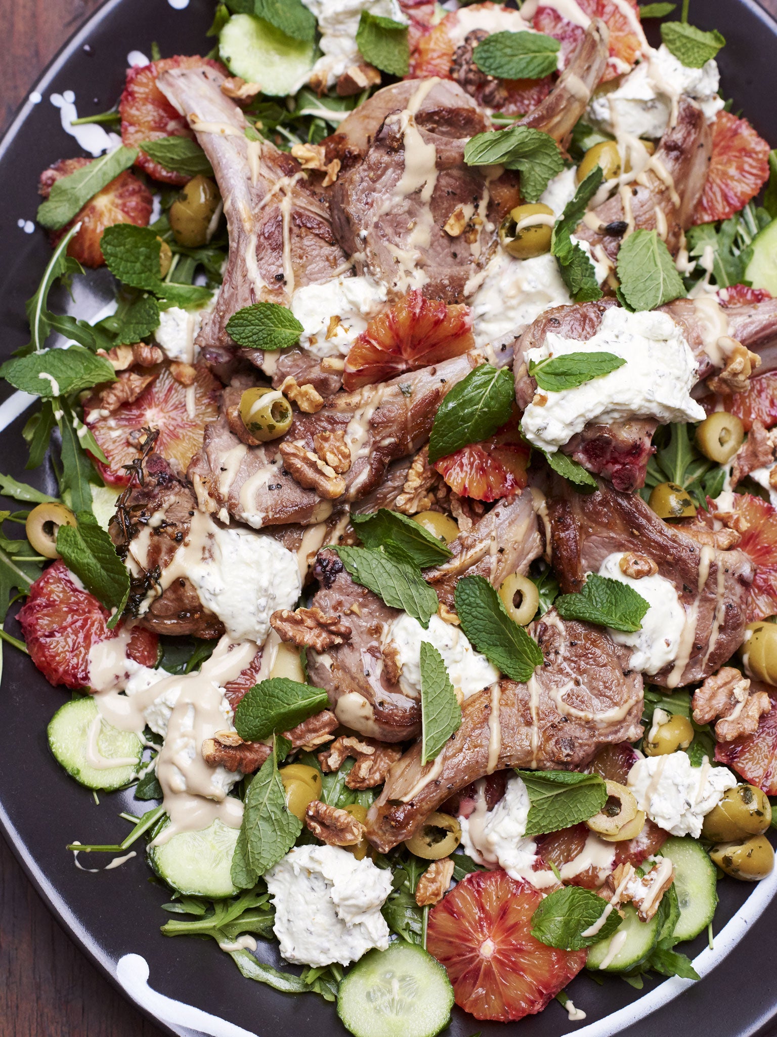 Pretty simple: Grilled lamb chops with whipped feta