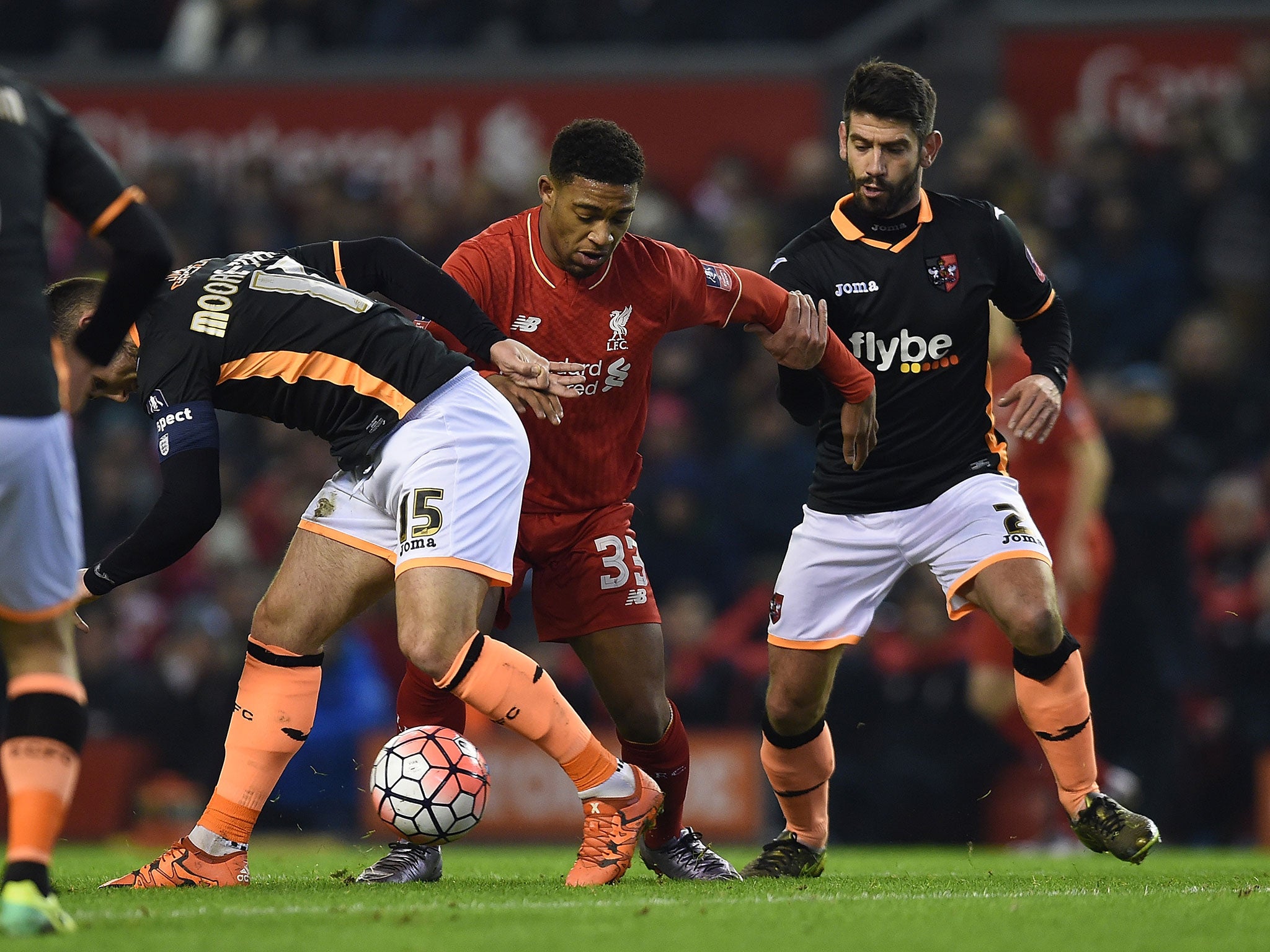 Jordan Ibe in action against Exeter in a Third Round replay