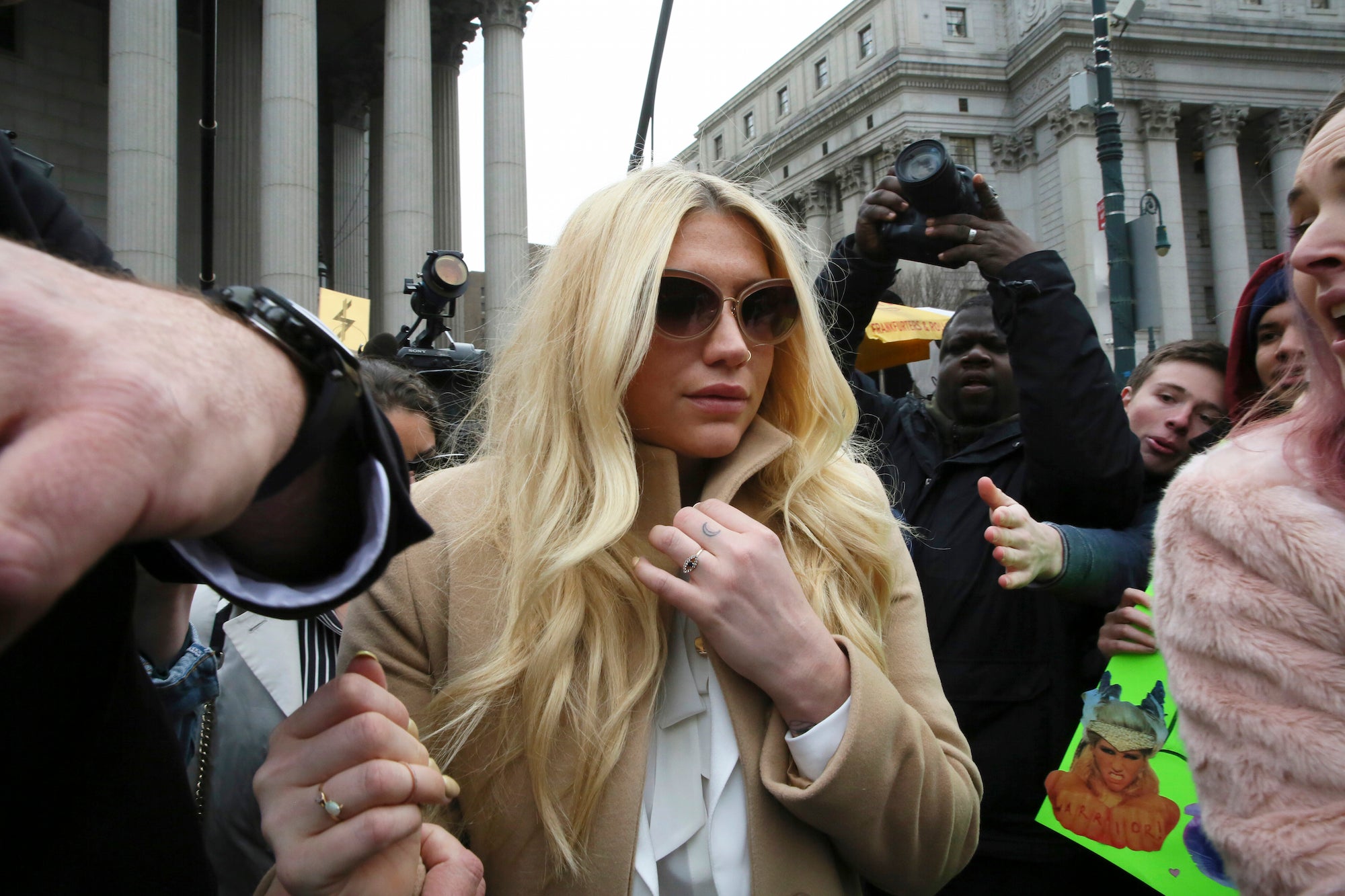 Kesha leaves the Supreme Court in New York on Friday.