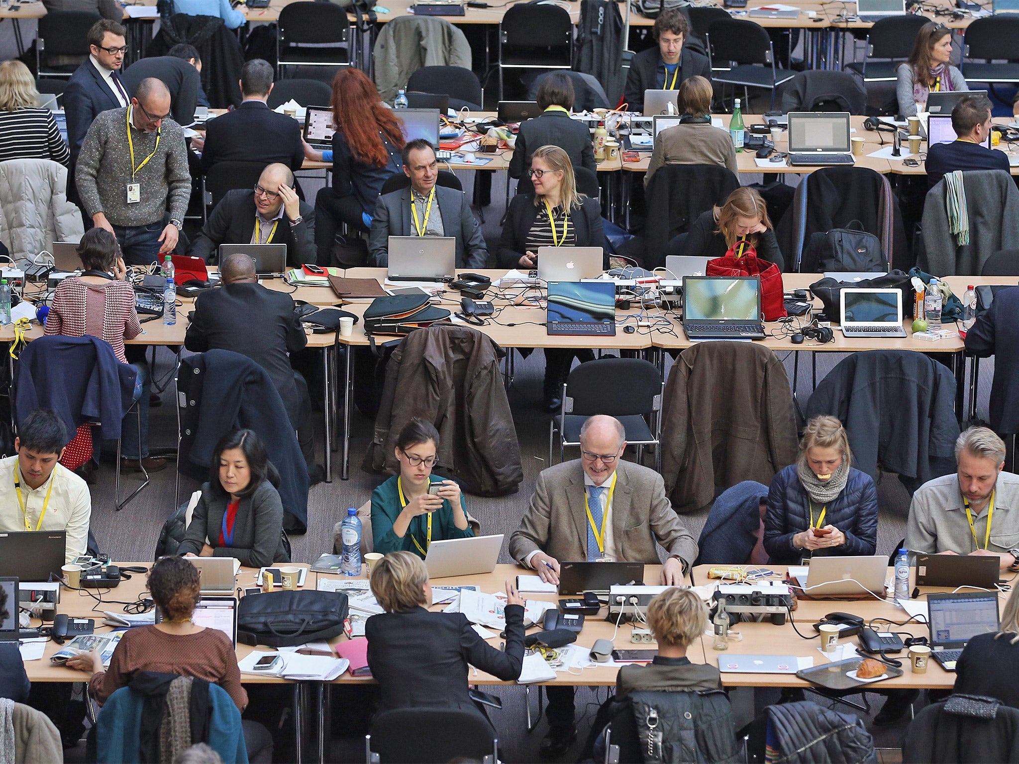 Journalists follow the negotiations as the EU summit entered its second day