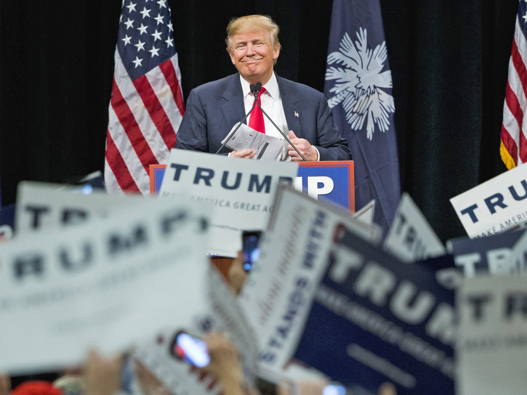 Republican presidential candidate Donald Trump on the campaign trail in Myrtle Beach