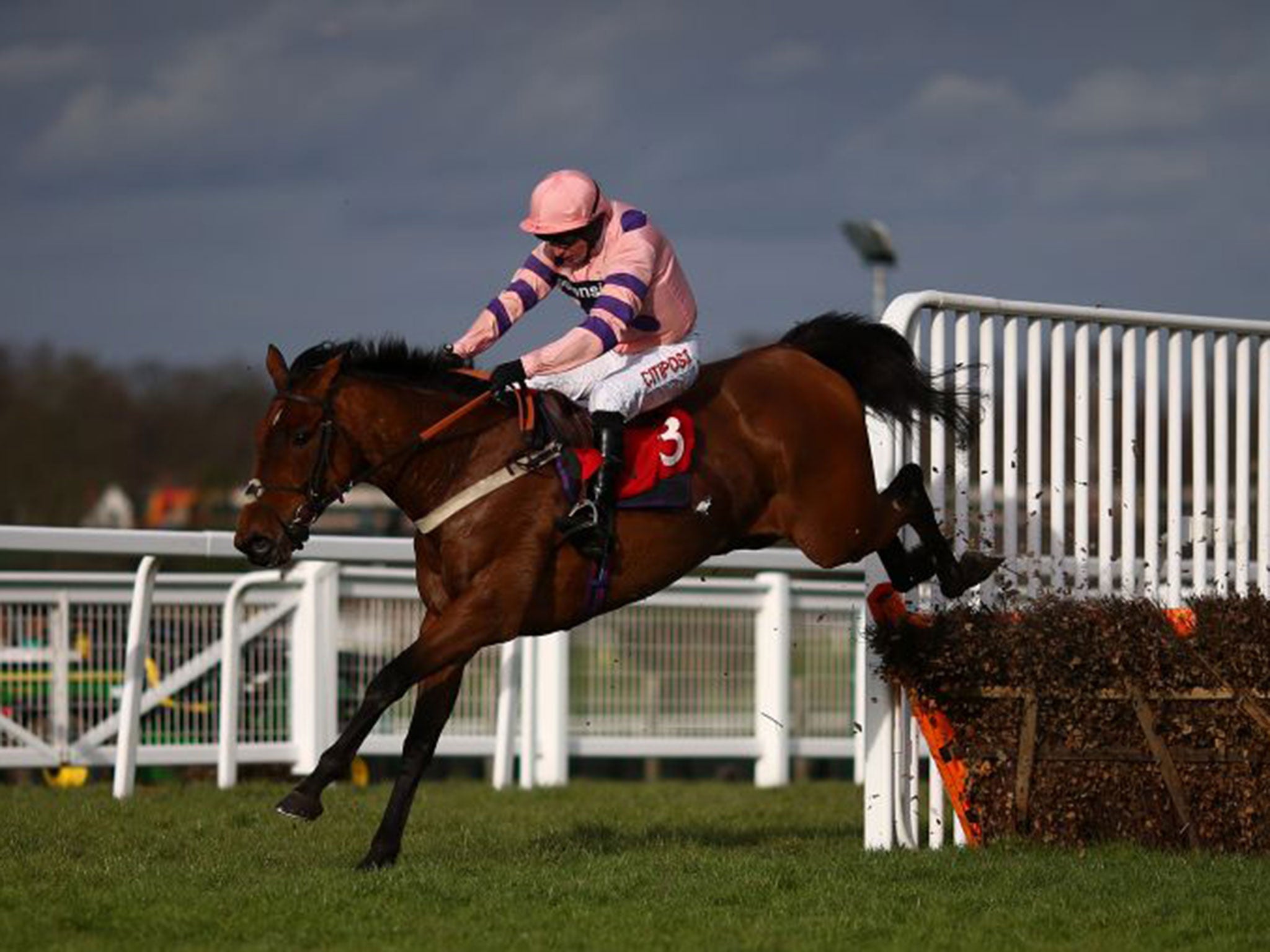 Jessber’s Dream clears the last under Noel Fehily to win the Grade Two Jane Seymour Mares’ Novices Hurdle at Sandown
