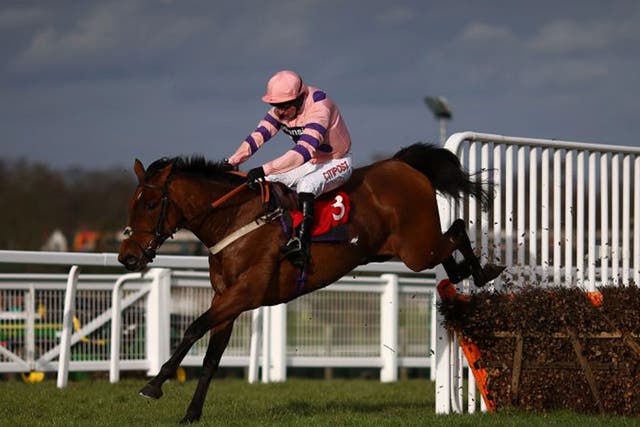 Jessber’s Dream clears the last under Noel Fehily to win the Grade Two Jane Seymour Mares’ Novices Hurdle at Sandown