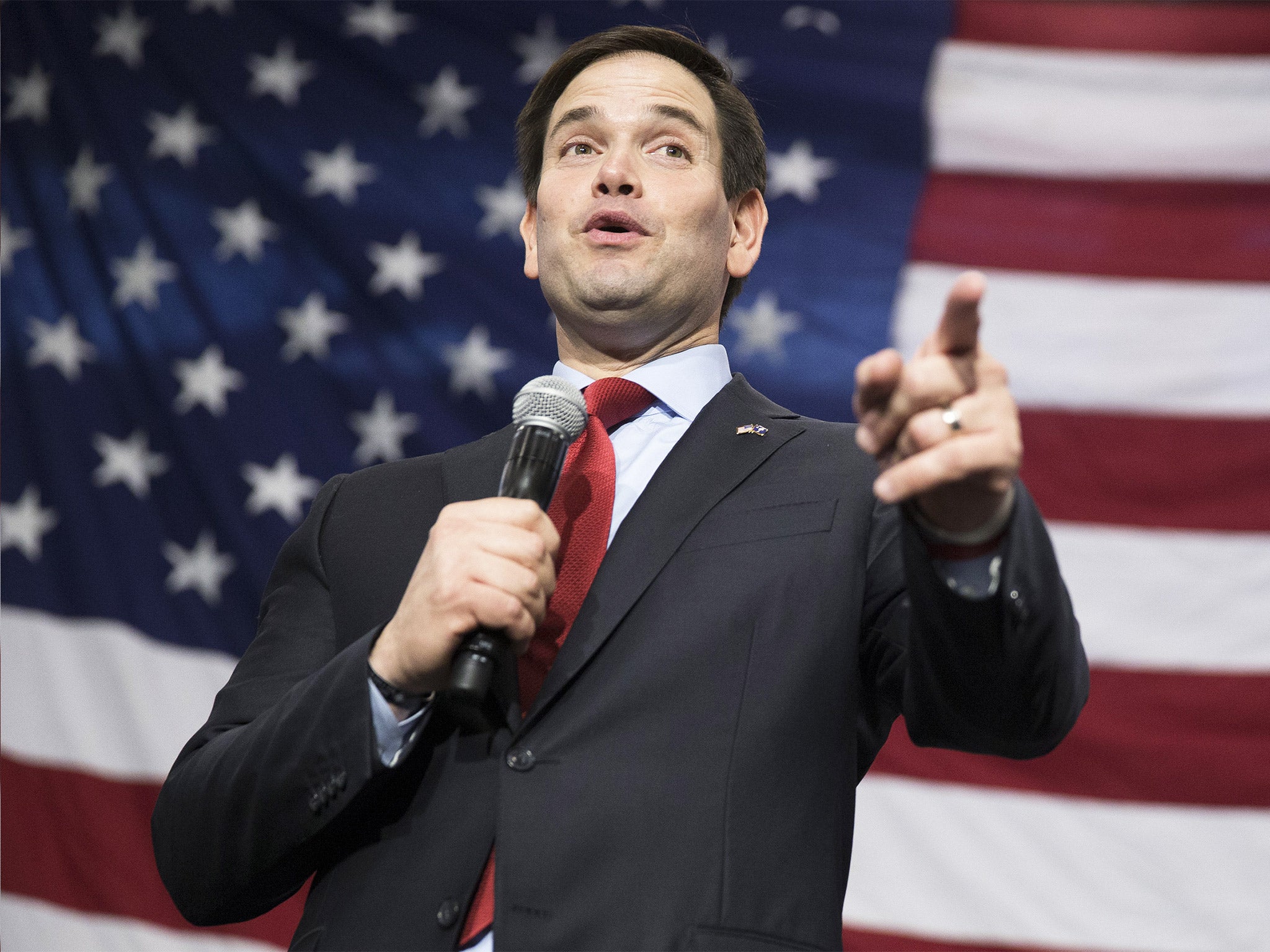 Republican presidential candidate Marco Rubio speaks at a rally in North Charleston, South Carolina, on Friday