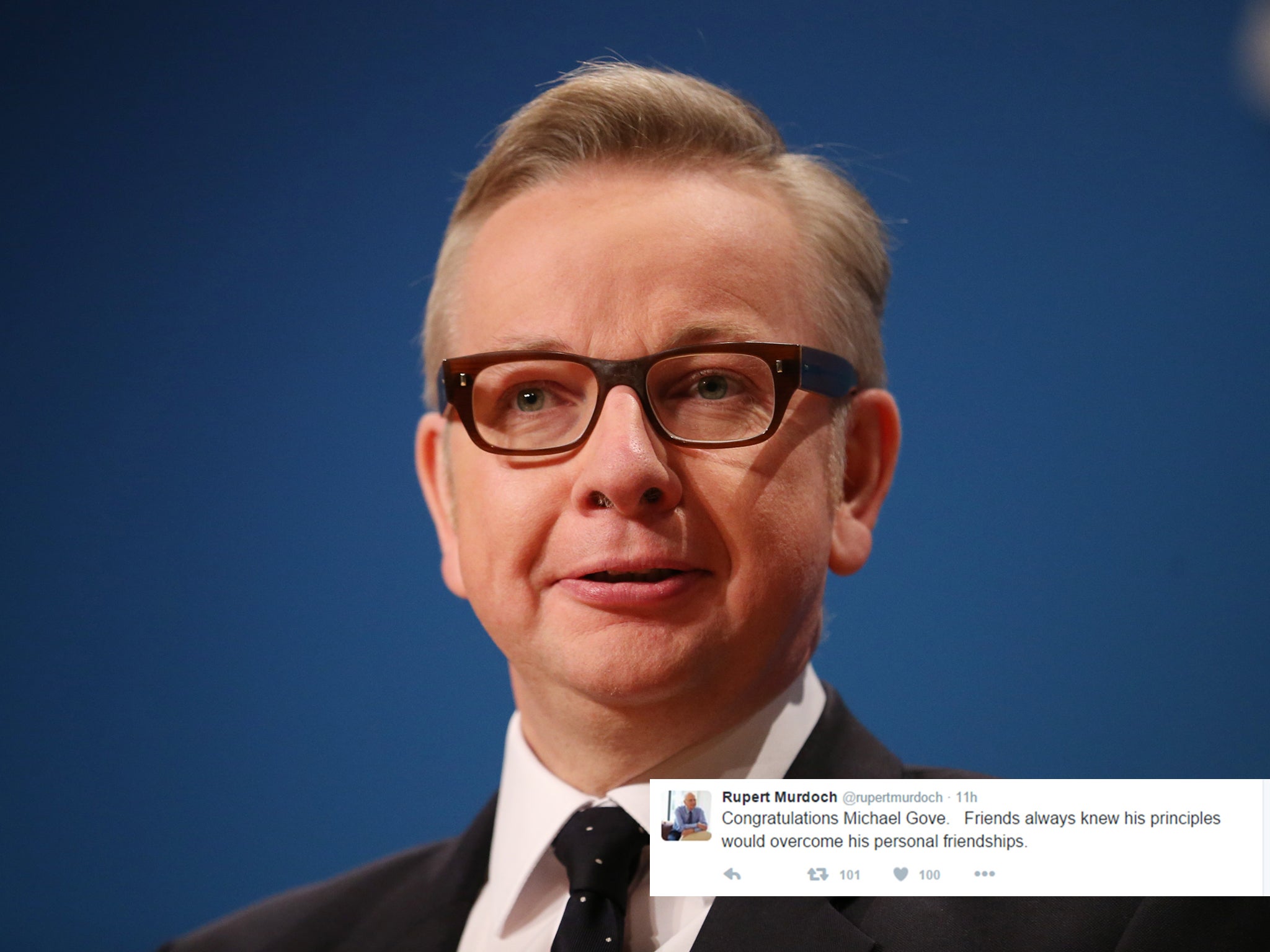 Murdoch praised Gove for sticking by his principles