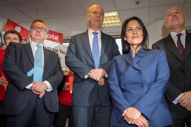 Michael Gove, Chris Grayling, Priti Patel and Iain Duncan Smith at the Vote Leave launch