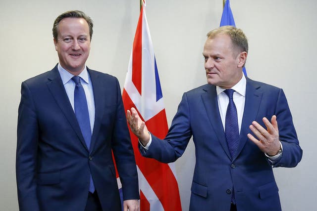 David Cameron with European Council president Donald Tusk this week