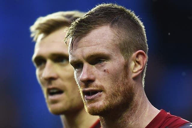 Chris Brunt has a facial injury after having an object thrown at him by West Brom supporters