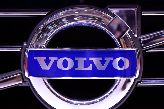 The Volvo logo is seen during the 83rd Geneva Motor Show on March 6, 2013 in Geneva, Switzerland.