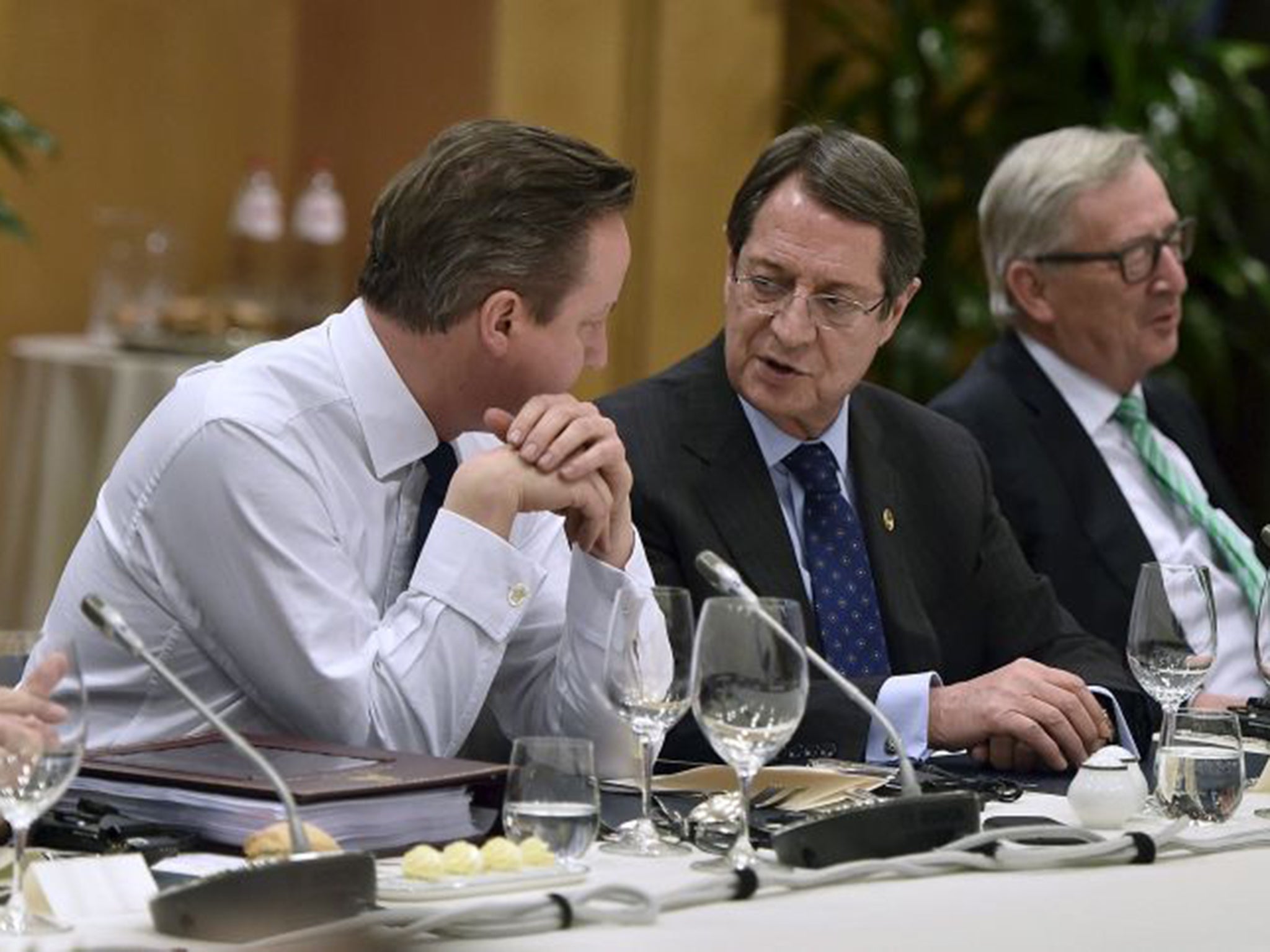 David Cameron in talks at the Brussels summit