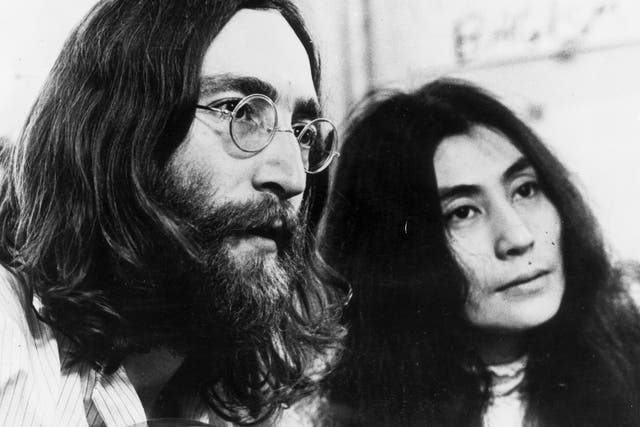John Lennon with his wife, Yoko Ono, photographed in 1969