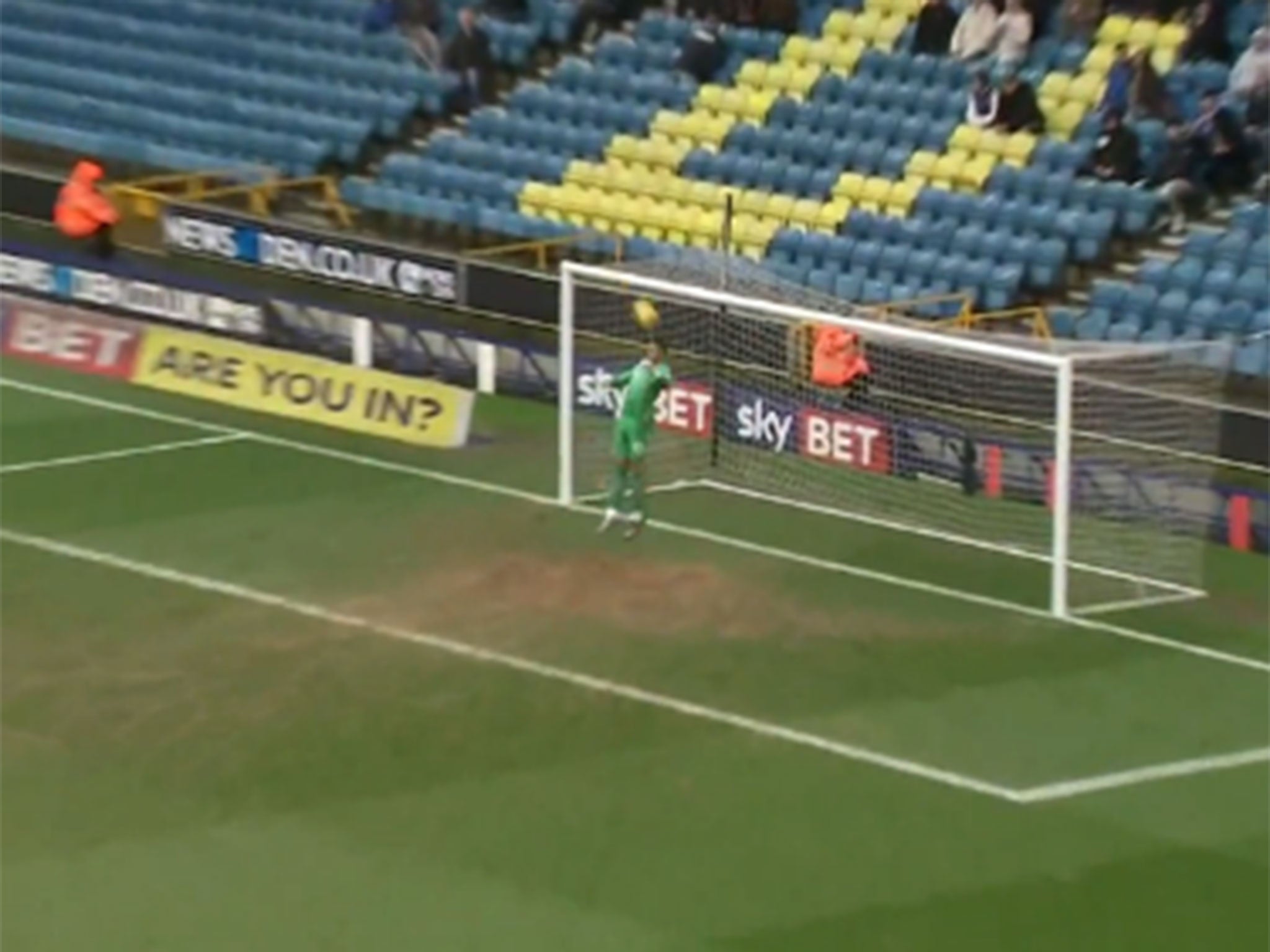 Jordan Archer stops the back-pass going in for an own goal