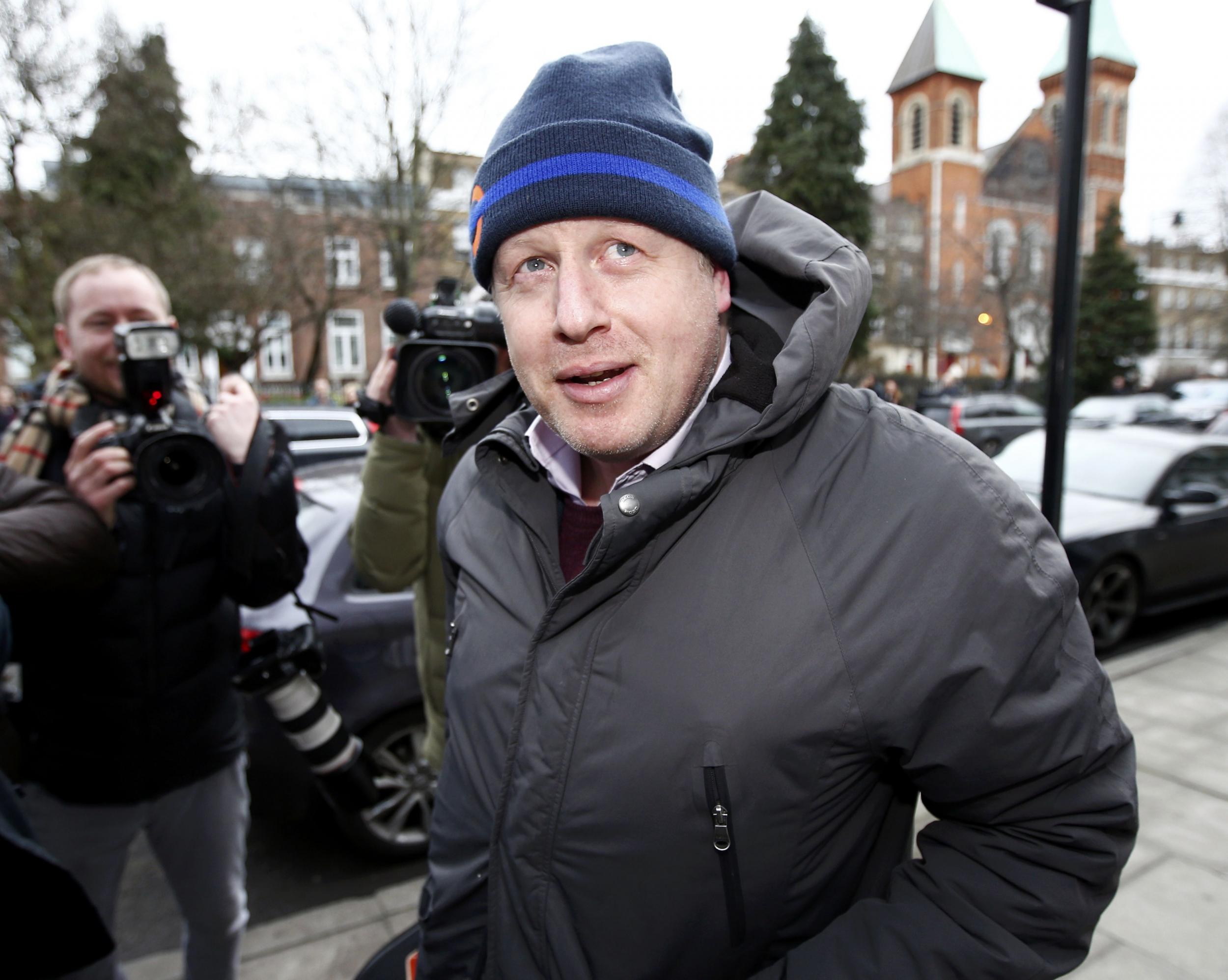 London Mayor Boris Johnson arrives back at his home