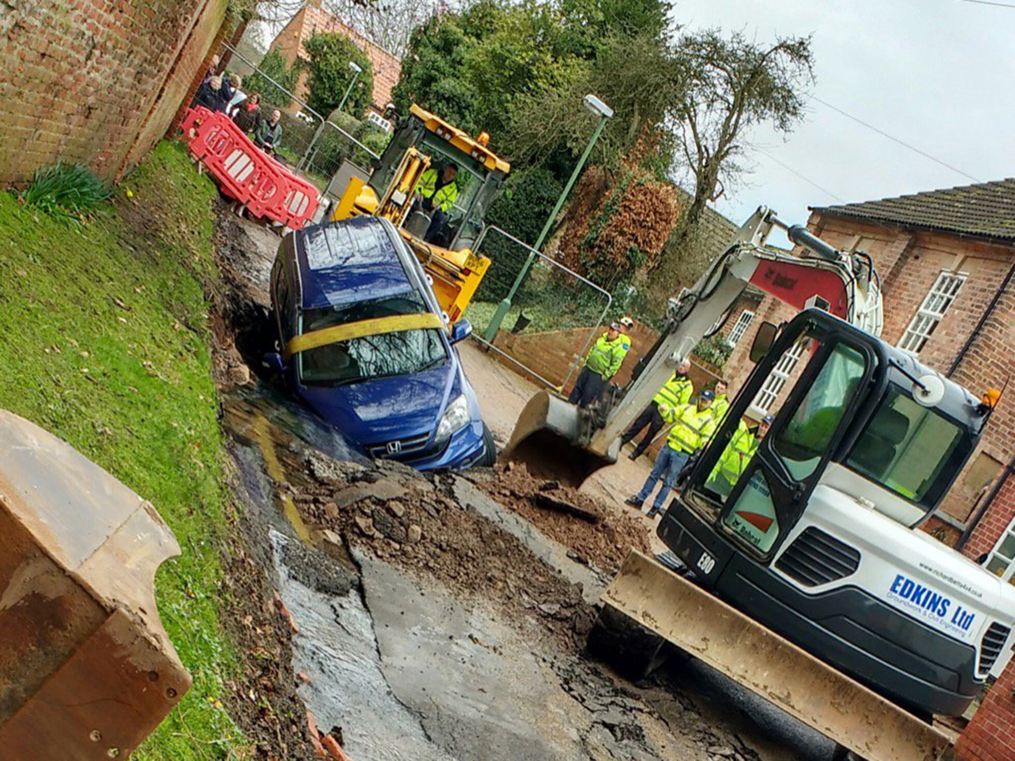 Rising water led to the road collapsing