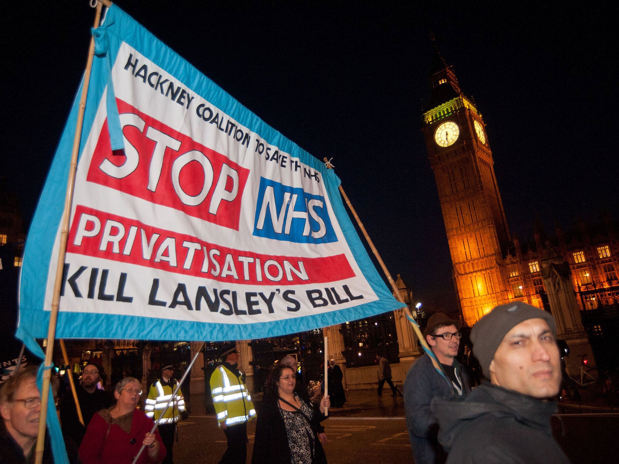 NHS protesters outside Parliament (file image)