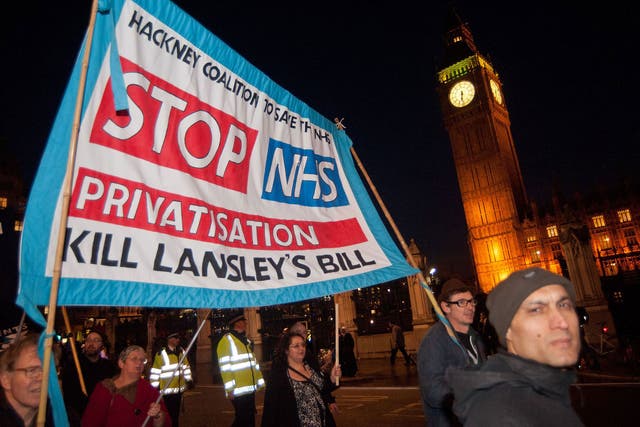 NHS protesters outside Parliament (file image)