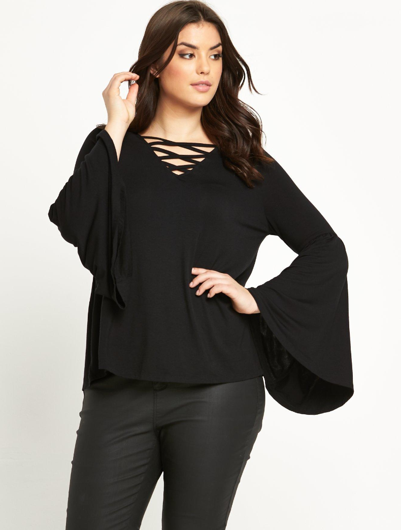 So Fabulous Belle Sleeve Lace Front Jersey Top, very.co.uk, £20
