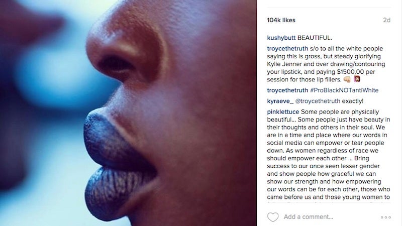 M.A.C's Instagram post of Aamito Lagum's lips