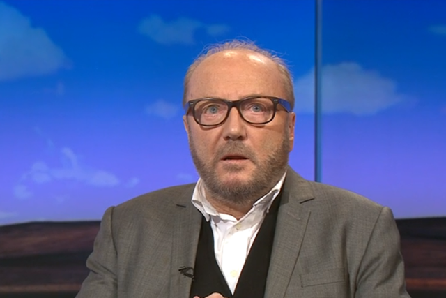 George Galloway reacts to members of the public leaving an event he was speaking at
