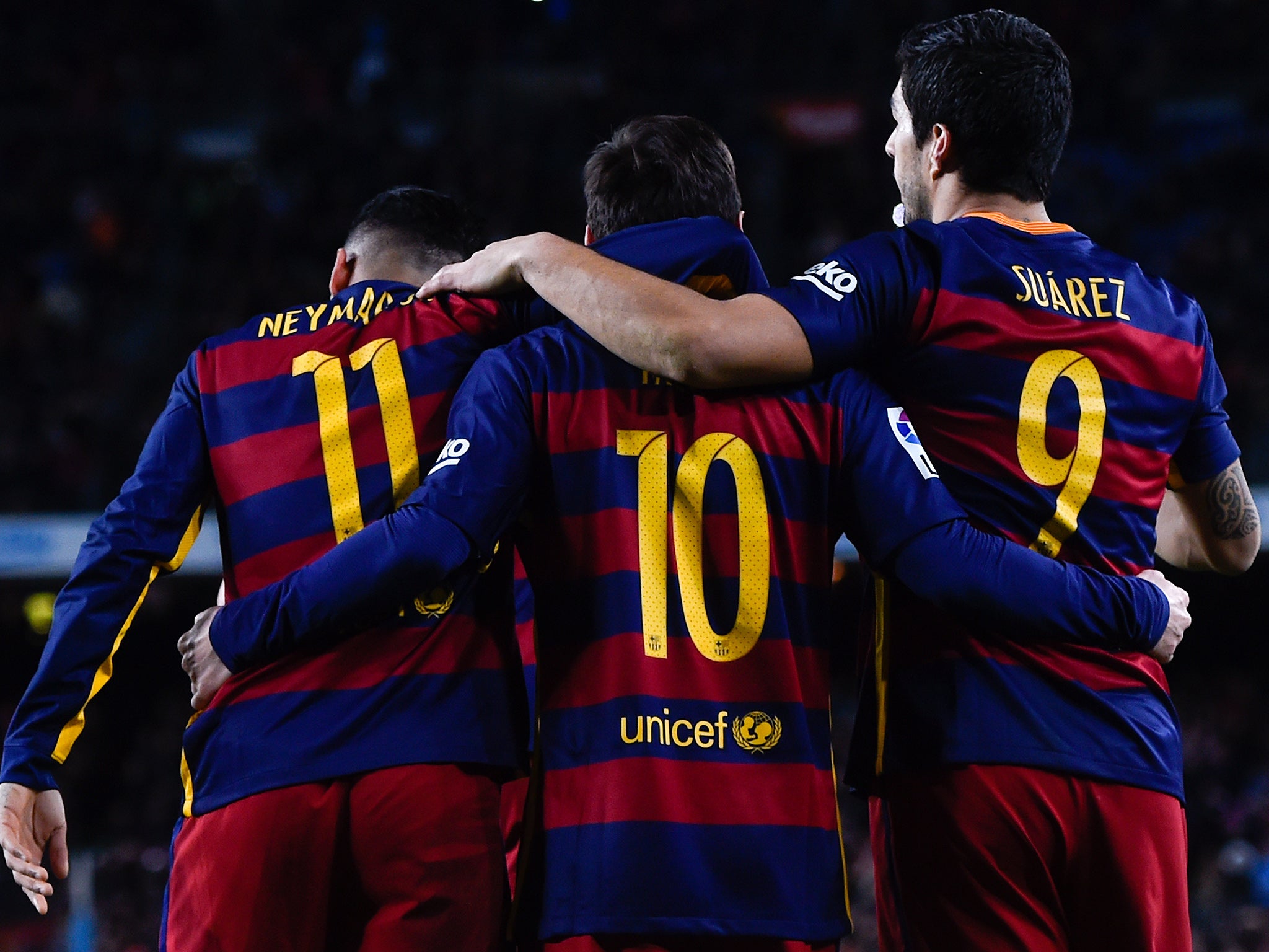 Barcelona's attacking trident of Lionel Messi, Luis Suarez and Neymar