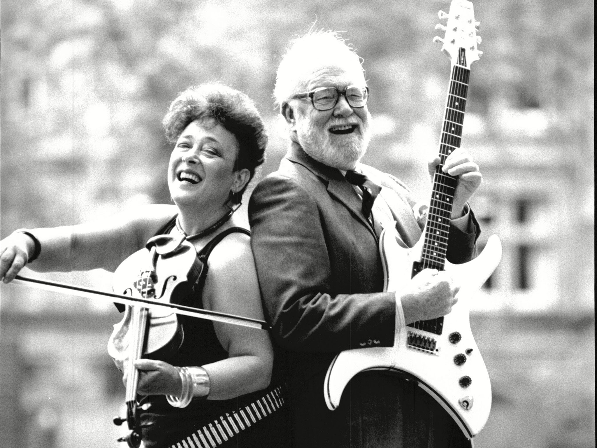 Punk Singer Vi Subversa, left, pictured with conductor Sir Charles Groves for Music Day in 1985